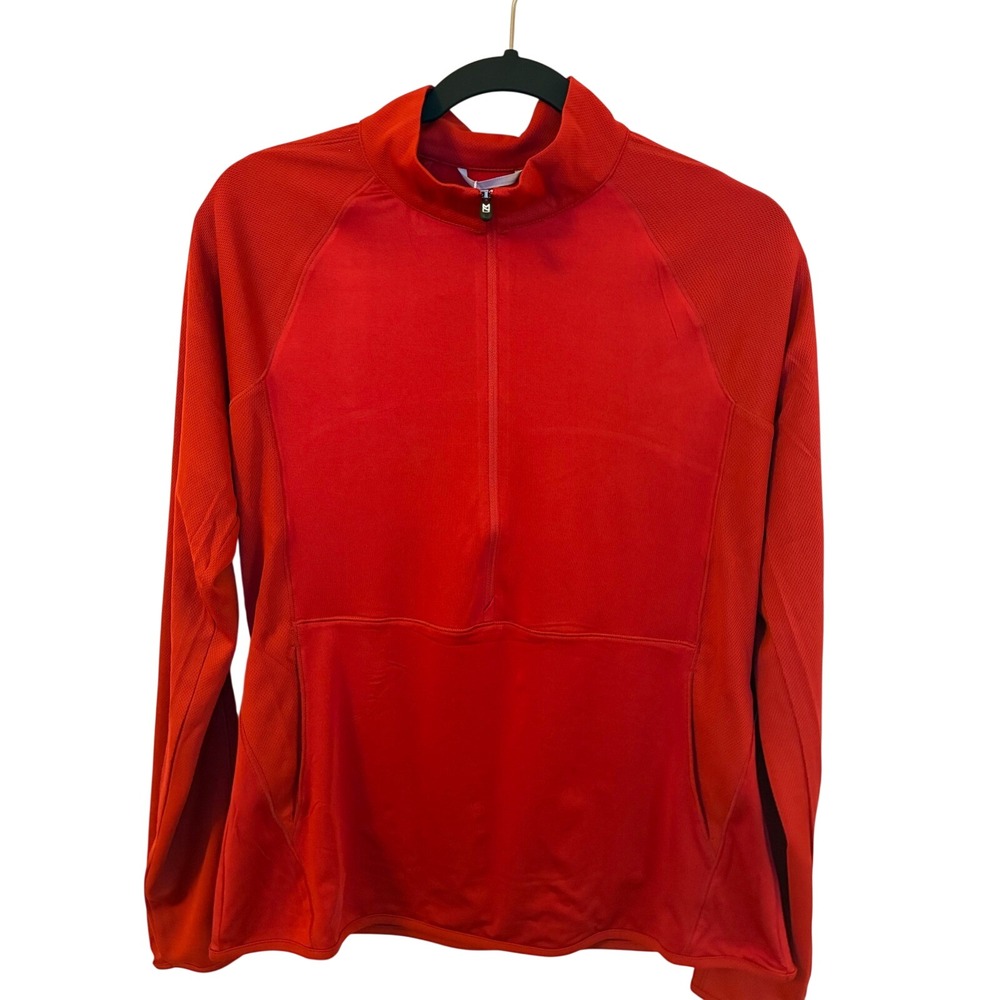 Cutter & Buck Mens Red CB DryTec 50+ Quarter Zip Pullover Golf Top Large NWT